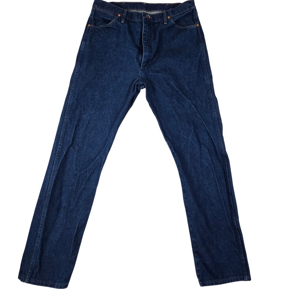 VTG Wrangle Jeans 36x36 Mens Dark Wash Denim Pants Straight Leg 0741 - Picture 1 of 10